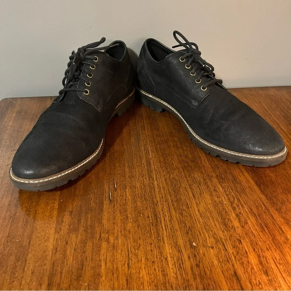Cole Haan Grand Suede Oxford Mens 11.5Leather Lace Up Comfort Shoe Black Nu buck